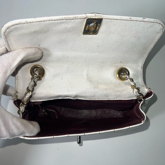 Chanel CC Vintage Mini Stripe Square Classic Single Flap Chain Link Purse Bag - Picture 14 of 16